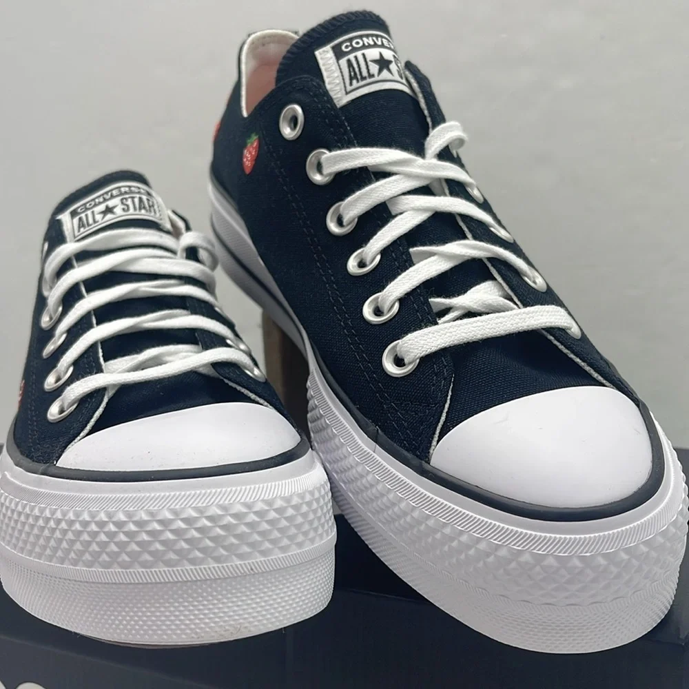 Converse WMNS Black Platform Sneakers A14935F CTAS LIFT OX BLACK/SOFT RED